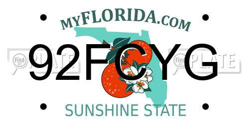92FCYG Florida License Plate