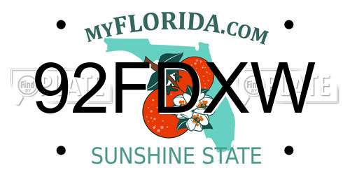 92FDXW Florida License Plate