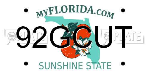 92GCUT Florida License Plate