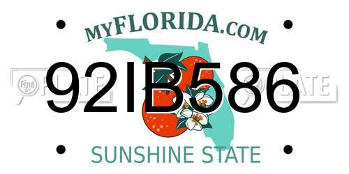 92IB586 Florida License Plate