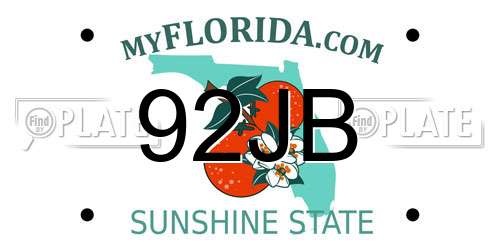 92JB Florida License Plate