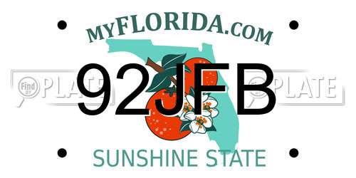 92JFB Florida License Plate