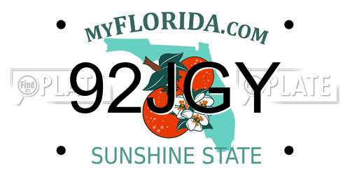 92JGY Florida License Plate