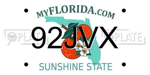 92JVX Florida License Plate