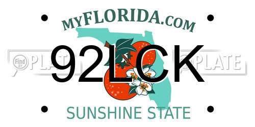92LCK Florida License Plate