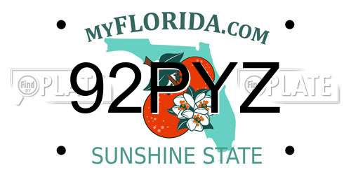 92PYZ Florida License Plate