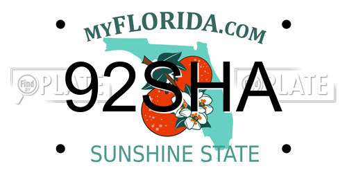 92SHA Florida License Plate