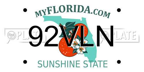 92VLN Florida License Plate