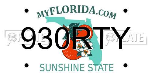 930RTY Florida License Plate