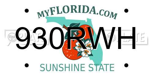 930RWH Florida License Plate