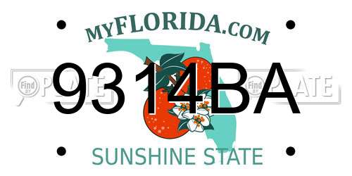 9314BA Florida License Plate