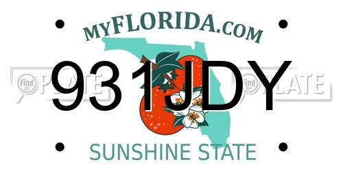 931JDY Florida License Plate
