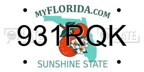 931RQK Florida License Plate