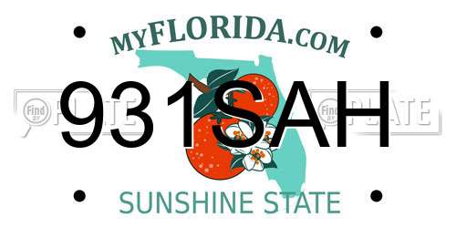 931SAH Florida License Plate