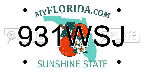931WSJ Florida License Plate