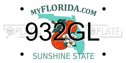 932GL Florida License Plate