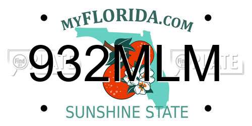 932MLM Florida License Plate