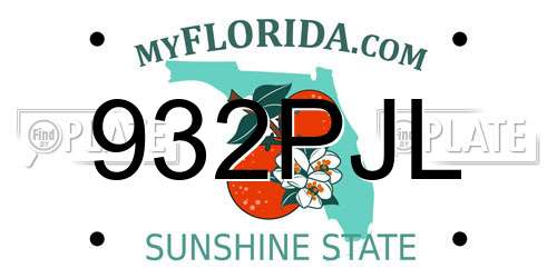 932PJL Florida License Plate
