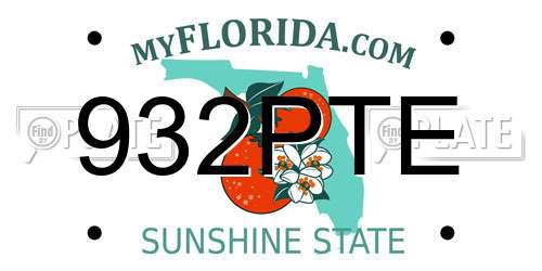 932PTE Florida License Plate
