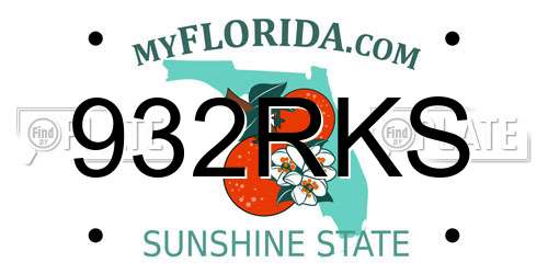 932RKS Florida License Plate