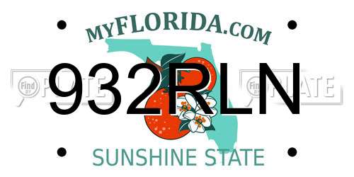 932RLN Florida License Plate