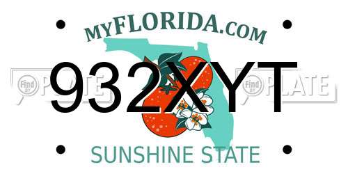 932XYT Florida License Plate