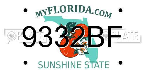 9332BF Florida License Plate