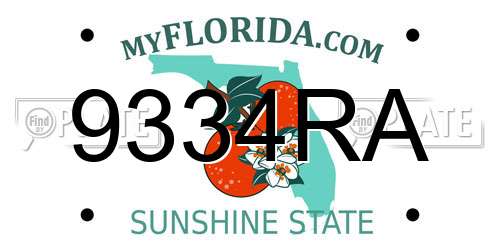 9334RA Florida License Plate
