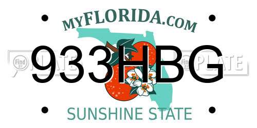 933HBG Florida License Plate