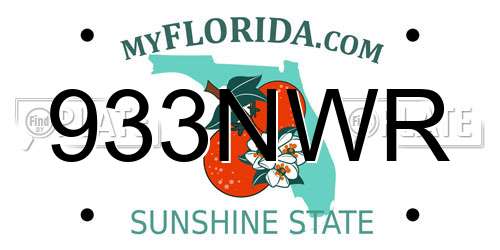 933NWR Florida License Plate