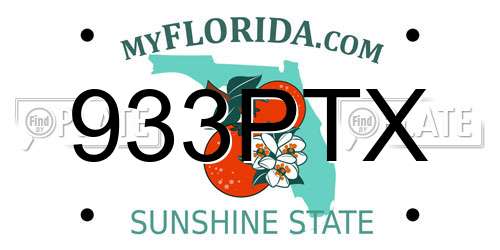 933PTX Florida License Plate