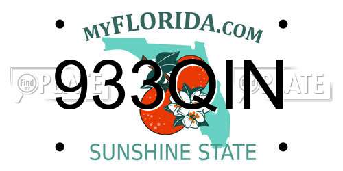 933QIN Florida License Plate