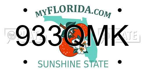 933QMK Florida License Plate