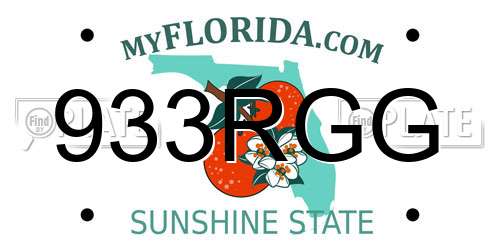 933RGG Florida License Plate