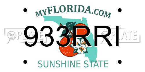 933RRI Florida License Plate