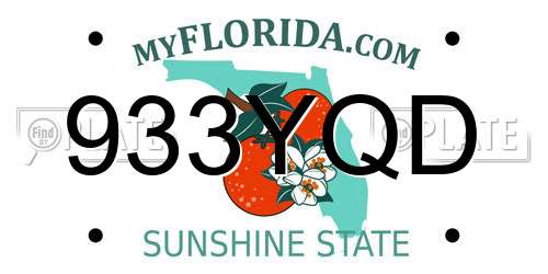 933YQD Florida License Plate