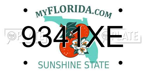 9341XE Florida License Plate
