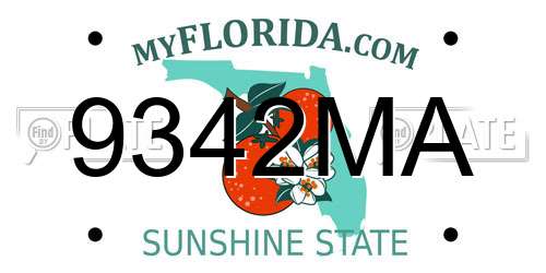 9342MA Florida License Plate