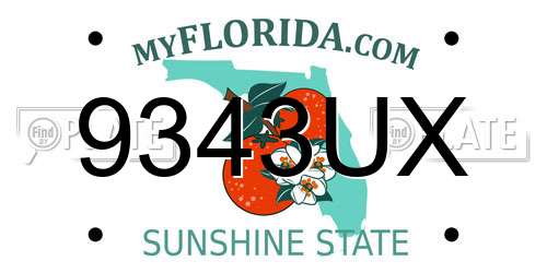 9343UX Florida License Plate