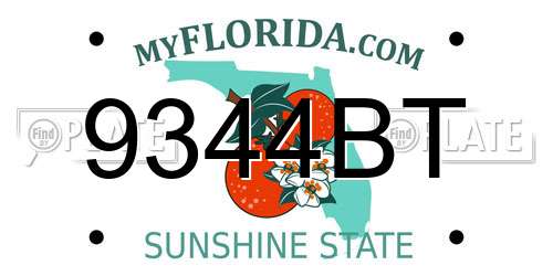 9344BT Florida License Plate