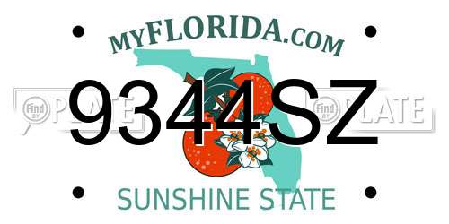 9344SZ Florida License Plate