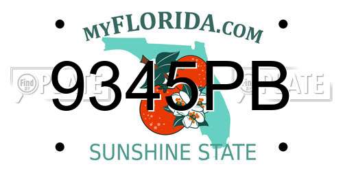 9345PB Florida License Plate