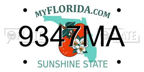 9347MA Florida License Plate