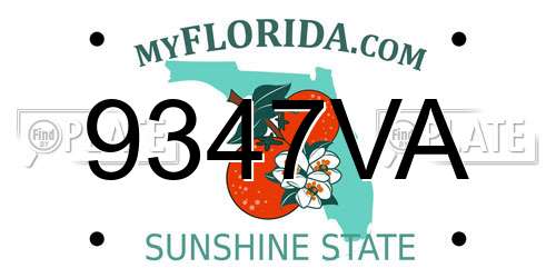 9347VA Florida License Plate