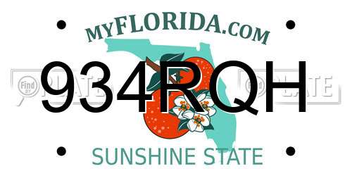 934RQH Florida License Plate