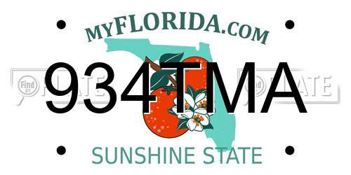 934TMA Florida License Plate