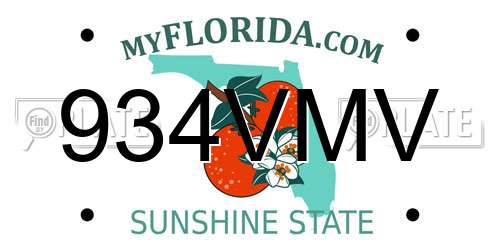 934VMV Florida License Plate