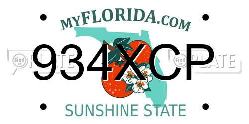 934XCP Florida License Plate