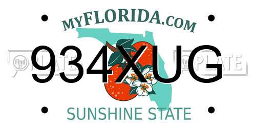 934XUG Florida License Plate