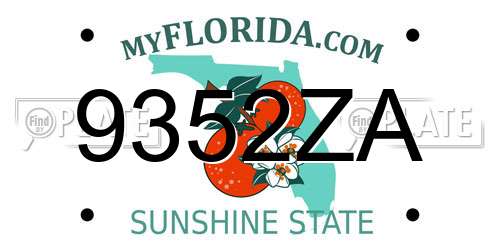 9352ZA Florida License Plate